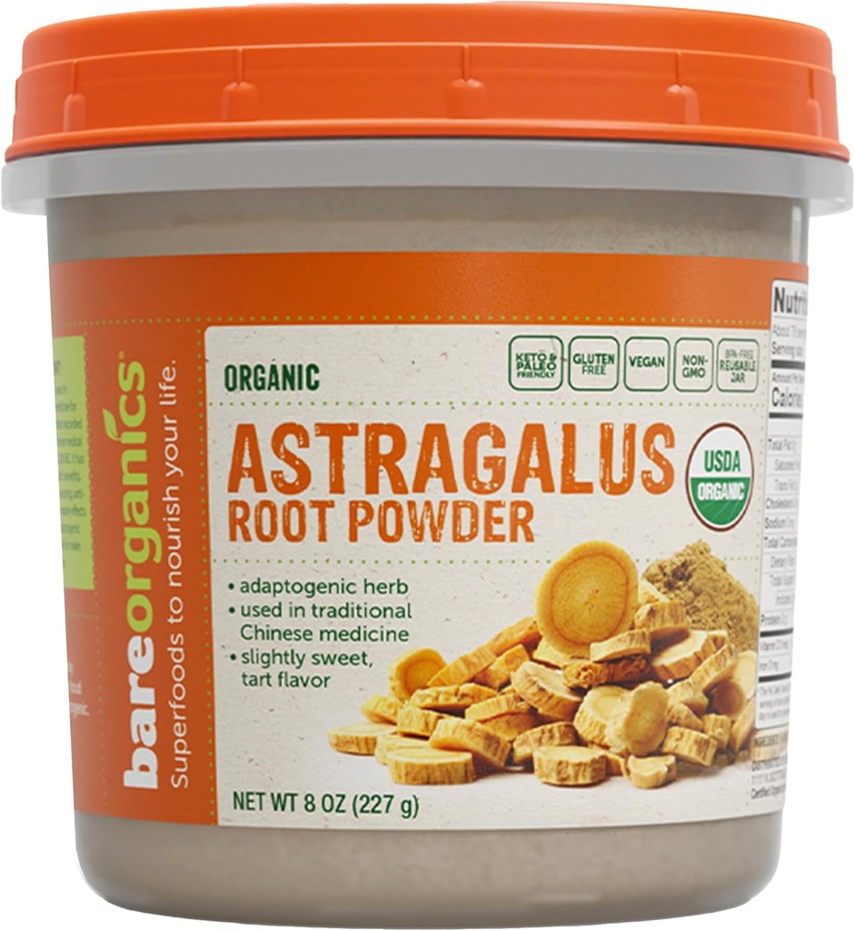 BareOrganics Astragalus orgánico vegano, 8 onzas