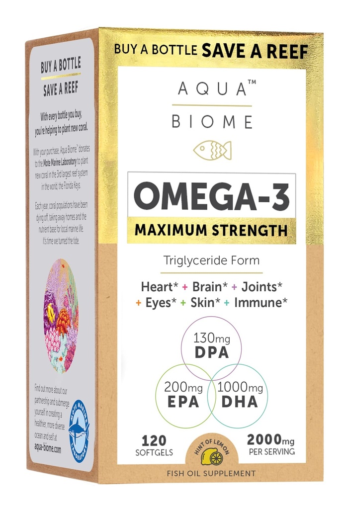 Enzymedica Aqua Biome Fish Oil, máxima fuerza, 120 cuenta