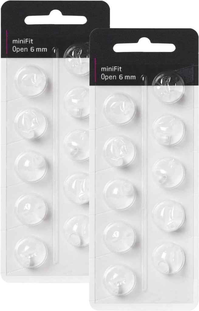 Domas de ayuda auditiva para los reemplazos de Oticon, Oticon Minifit Open Vent Bass Domes (6 mm/2 Packs), Domas Universales para los suministros de ayuda auditiva de Oticon.