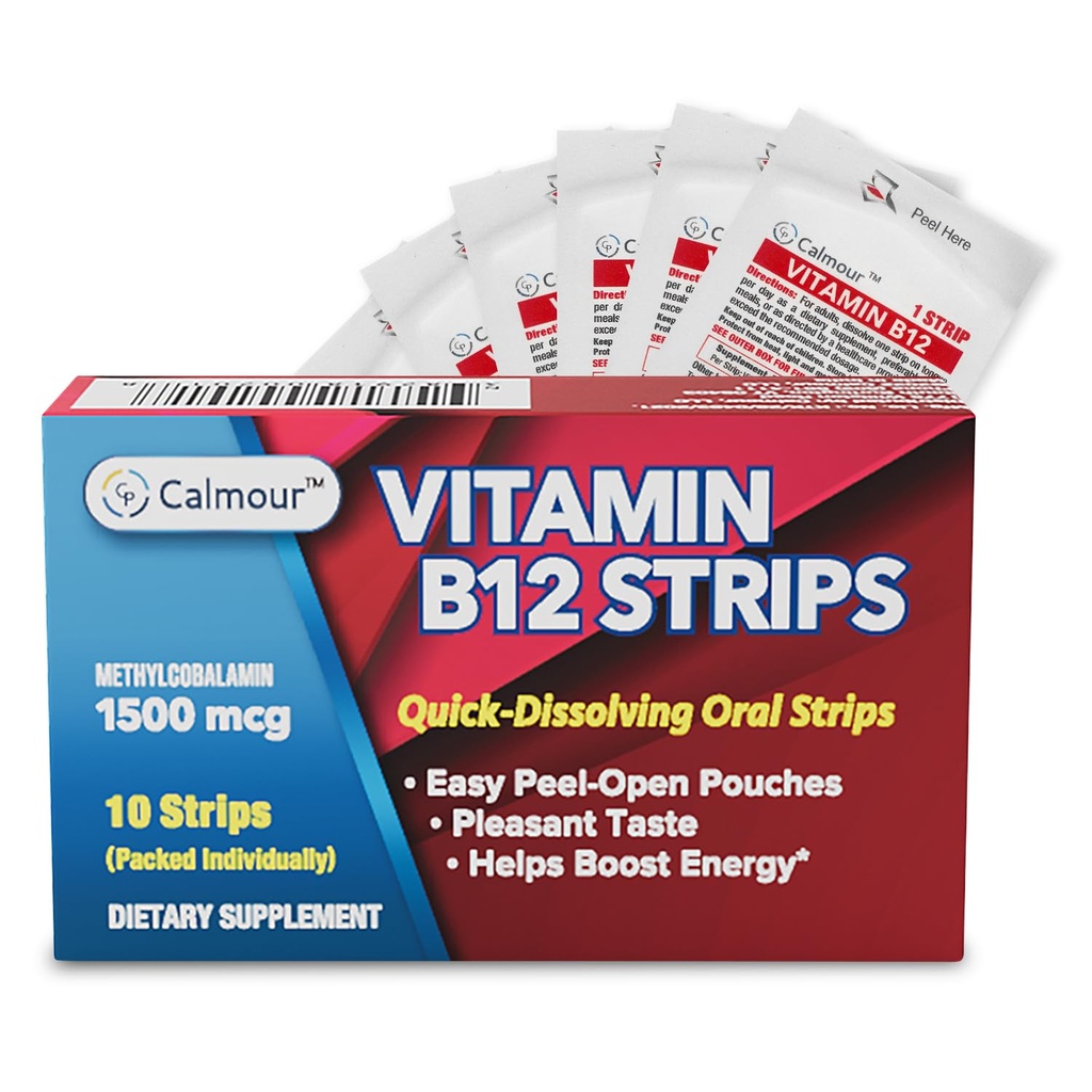Vitamina B12 Strips 10 Pack ← Easy Oral Dissolvable Mint Flavored Strips TEN 1500 mcg Strips ANTE VIT B12 Dissolve Under Tongue ← Methylcobalamin B-12 Vitamina Fórmula Silencioso