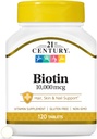Tablas de biotina del siglo XXI, 10.000 mcg, 120 condes saboreado
