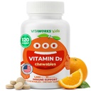Niños Vitamina D 1000 IU Tablas cultivables - Tasty Natural Orange Flavor - Vegan, GMO-libre, sin gluten, vitaminas libres de nuez - Suplemento dietético para el soporte de inmuno - para niños - 120 Chewables