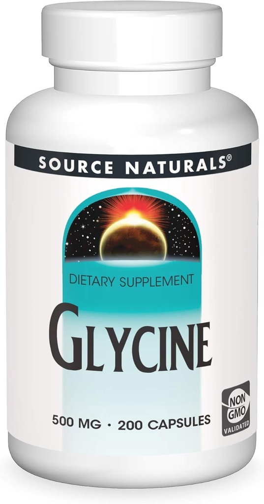 Fuente Natural Glicina 500 mg Aminoácidos Suplemento dietético - 200 cápsulas