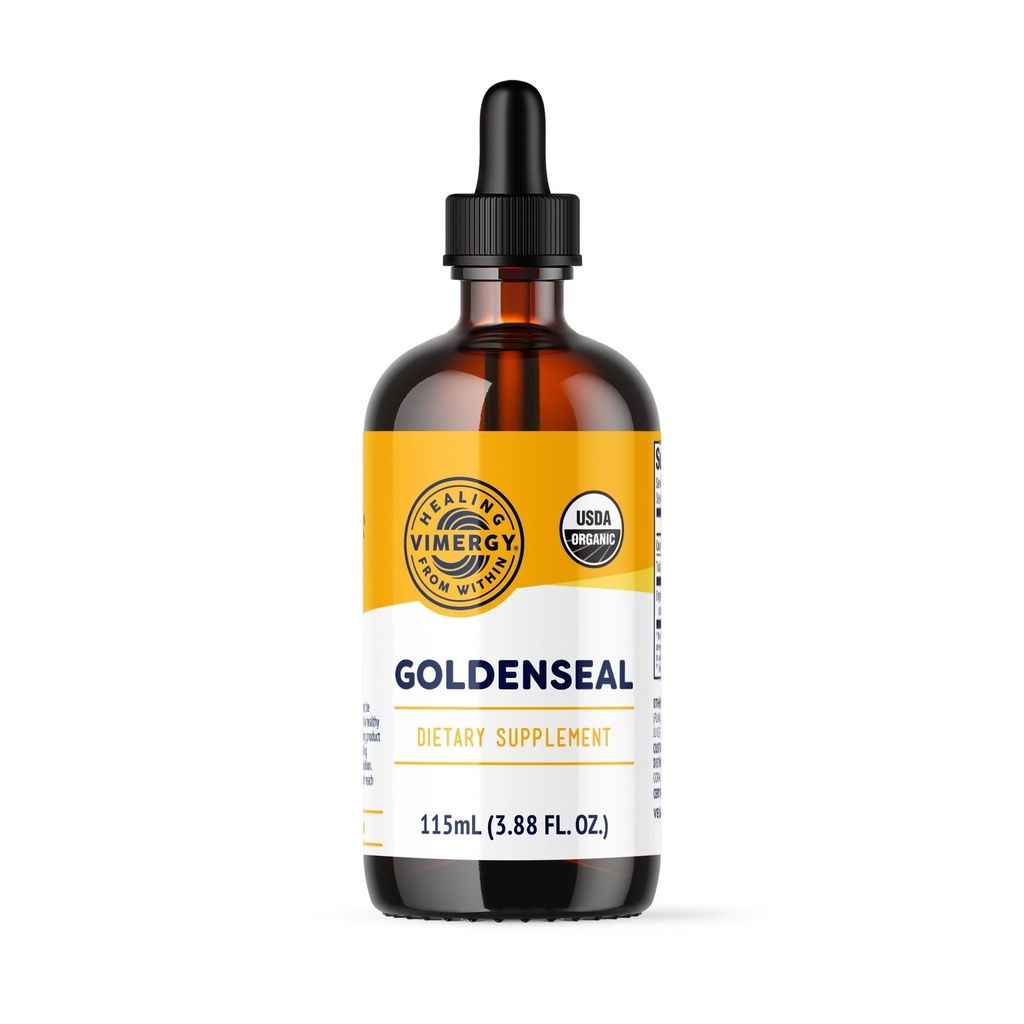 Vimergy Goldenseal Tincture Herbal Suplemento – (57 Servings) 10:1 Extracto Equivalente de 2000mg Herbal Equivalente – USDA Orgánica, Vegana, Alcohol-Free Golden Seal Herb Drops Great for Tea (115 mL)