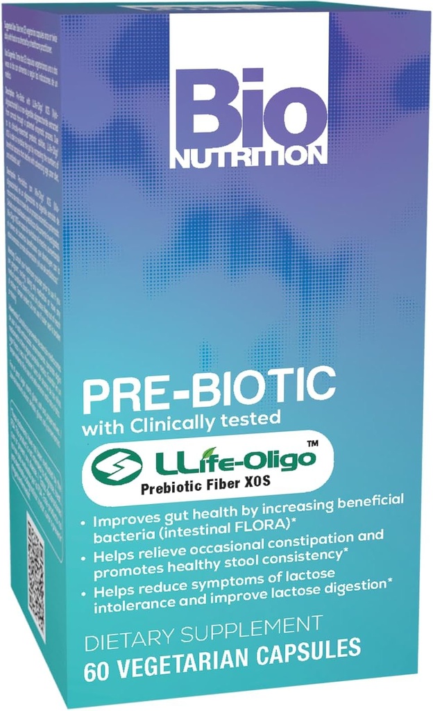 Bio Nutrition Pre-Biotic 60 Vegetarian Capsules Llife Oligo Prebiótico Fiber XOS Patented Fórmula Mejora Gut Health ¦ promueve Strong Intestinal Flora