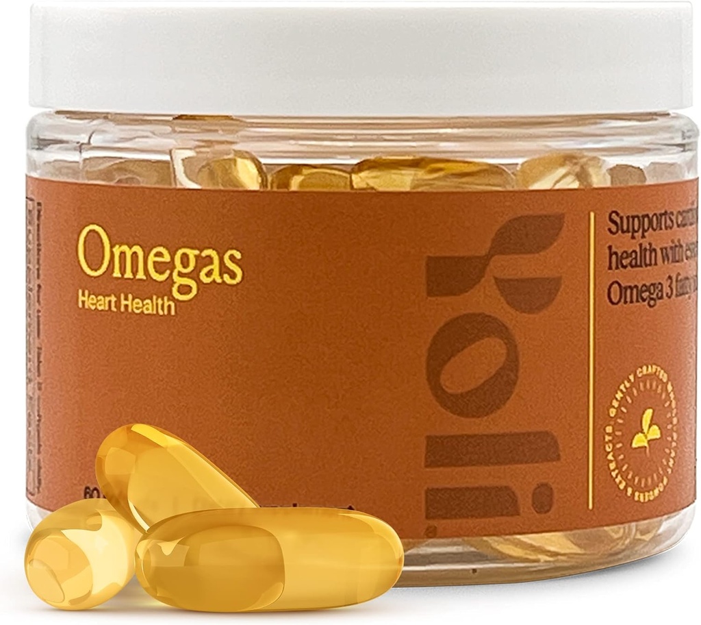 Yoli® - Omegas - Petróleo de pescado Omega 3 Suplemento con vitamina D3 - Cápsulas de aceite de pescado con EPA y DHA Omega 3 Ácidos grasos para la salud cardíaca