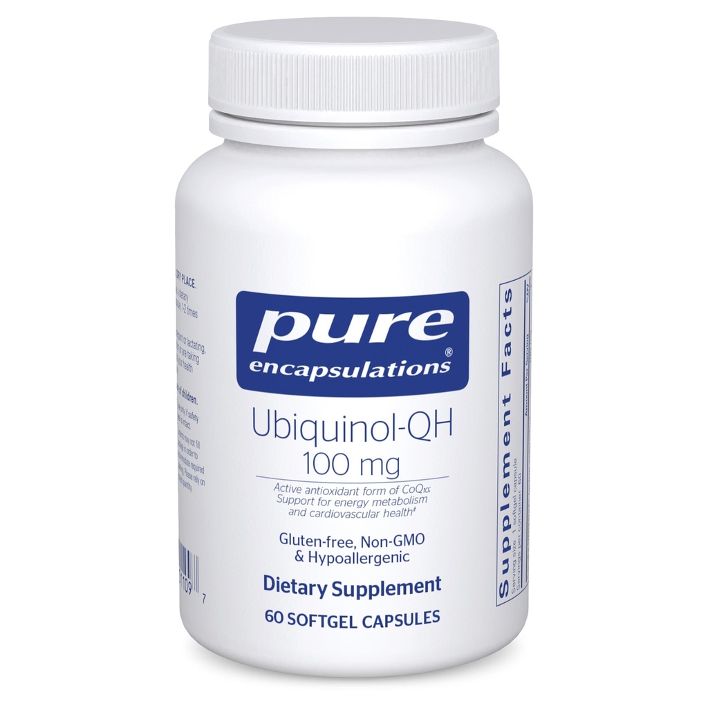 Pure Encapsulations Ubiquinol-QH - 100 mg CoQ10 - Supports Energy Metabolism & Heart Health* - Coenzyme Antioxidants Suplemento - Non-GMO - 60 Softgel Capsules