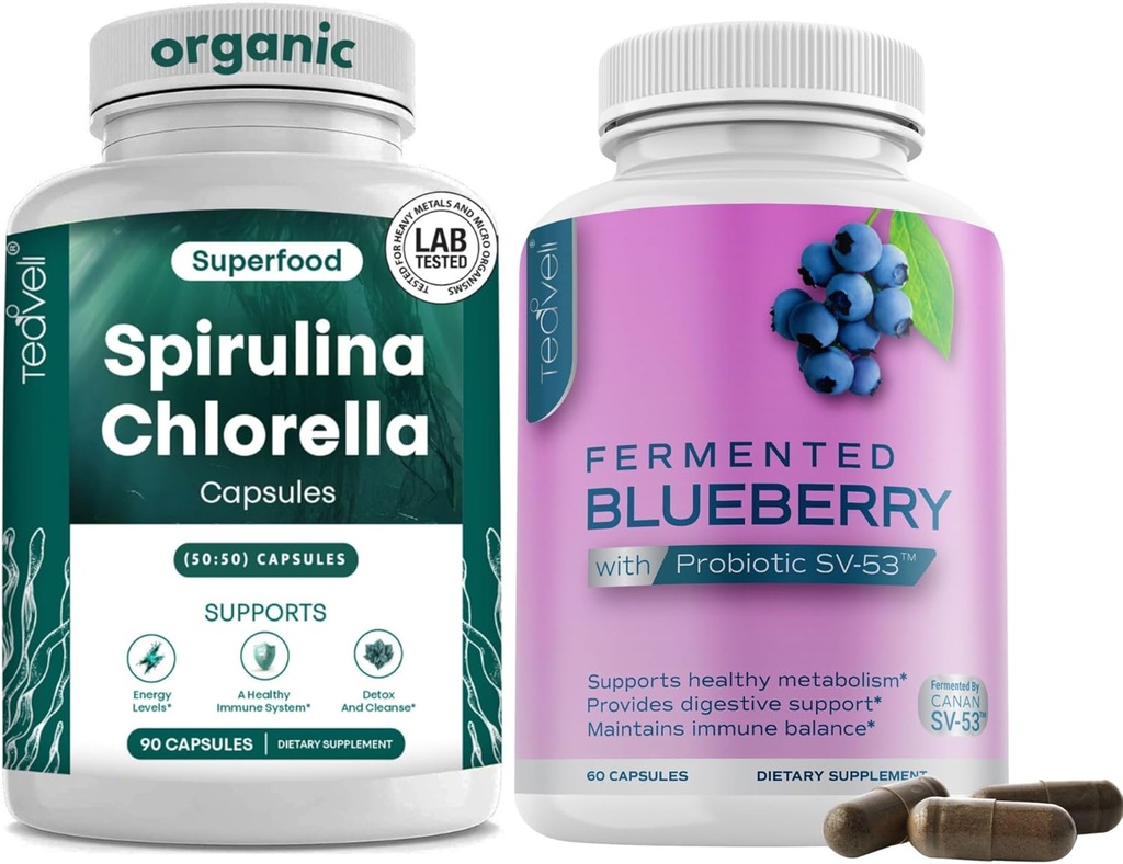 Spirulina Chlorella y Blueberry Capsules