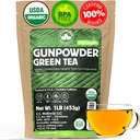 U.S. Wellness Naturals Organic Gunpowder Green Tea ¦ Loose Leaf Silencio Premium Calidad Silencio 100% Certified Organic Green Tea ←16oz/453g ← 200+ Cups