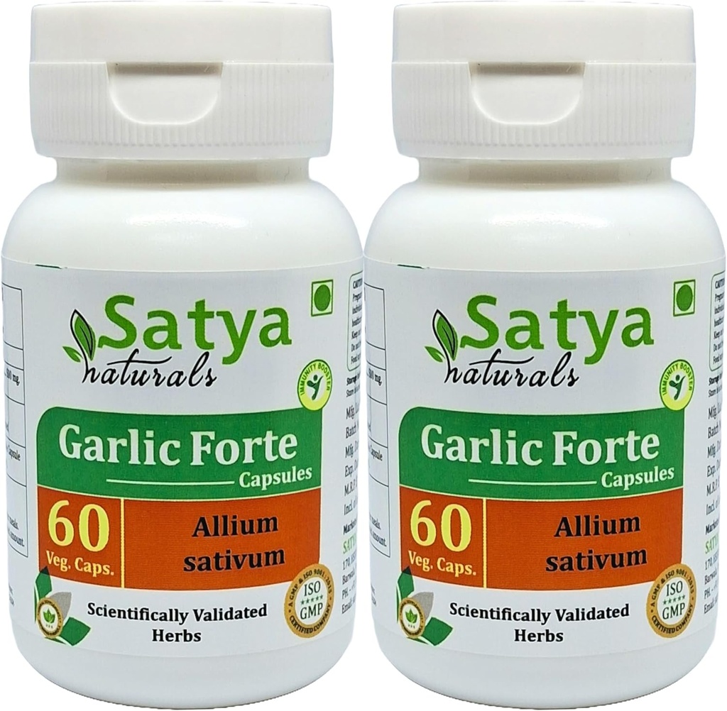 Cápsula de Forte de Ajo 500 mg. 60 Vég. Cápsula ANTE LAHsan (Allium Sativum) Extracto Cápsulas para Hombres y Mujeres ANTE Ayurvedic Herbal Suplemento/Remedios ANTE 10:1 Forte (2 Botellas de 60 Cápsulas)