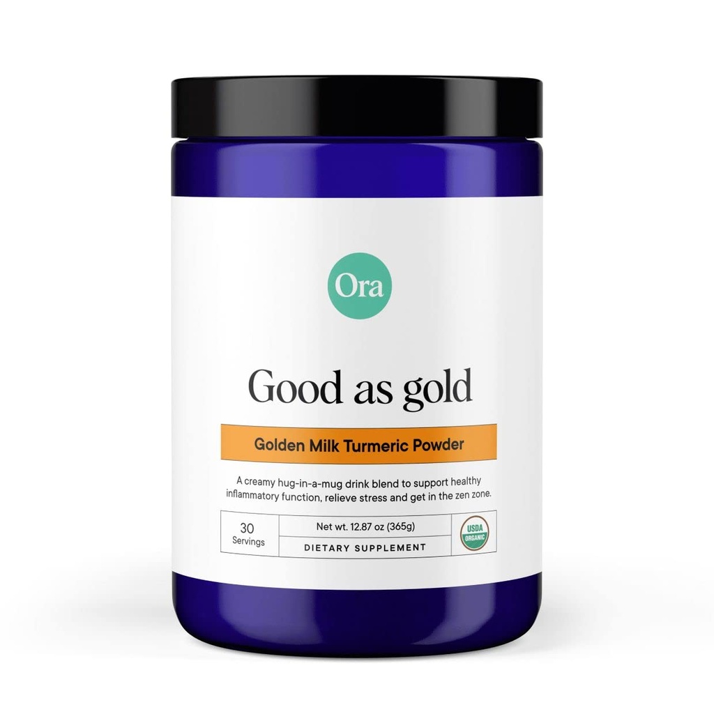 Ora Ora Organic Golden Milk Powder - Ayurvedic Turmeric Powder with Organic Adaptogens - Ashwagandha, Reishi y Ginger ← Orgánica, libre de gluten, libre de soja, Vegan, non-GMO - Maple &amp; Vanilla, 30 Servings