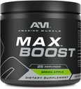 Increíble Muscle Max Boost ← 25 Servimientos ← Intenso Pre-Workout Suplemento para Hombres &amp; Mujeres TENIDO Contiene Cretina Monohydrate, Caffeine, Beta-Alanine, Betaine (25 Servimientos, Manzana Verde)