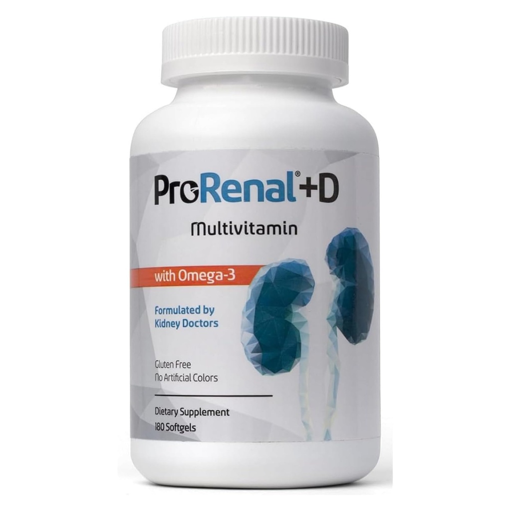 ProRenal+D con el riñón de aceite de pescado Omega-3 Multivitamina de 90 días de suministro