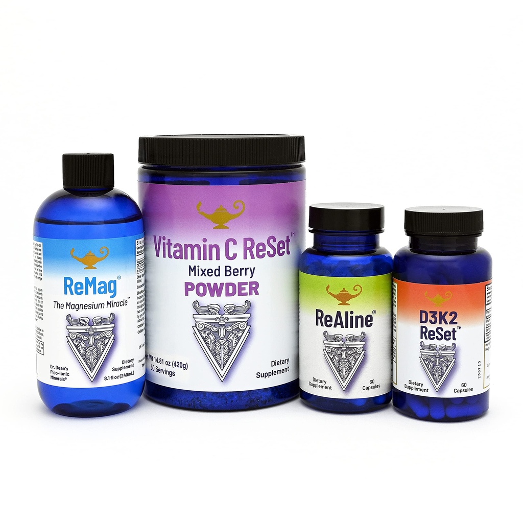 RnA ReSet - The Longevity Bundle - ReMag Magnesium, Vitamina C, Vitamina D, Complejo ReAline Vitamina B