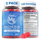 Magnesium Gummies - Complejo de Magnesio Triple, Magnesium Glycinate Gummies ← Magnesium Glycinate, Malate, Citrate w/ D3 B6 B12, para la calma, el sueño &amp; el músculo cárntico ← Absorción alta ¦ Vegan, 2 Pack