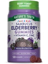 La verdad de la naturaleza Kids Elderberry Gummies ← 50 Cuenta Silencioso con Zinc y Vitamina C Silencioso Vegan, No Gluten Suplemento Gratis