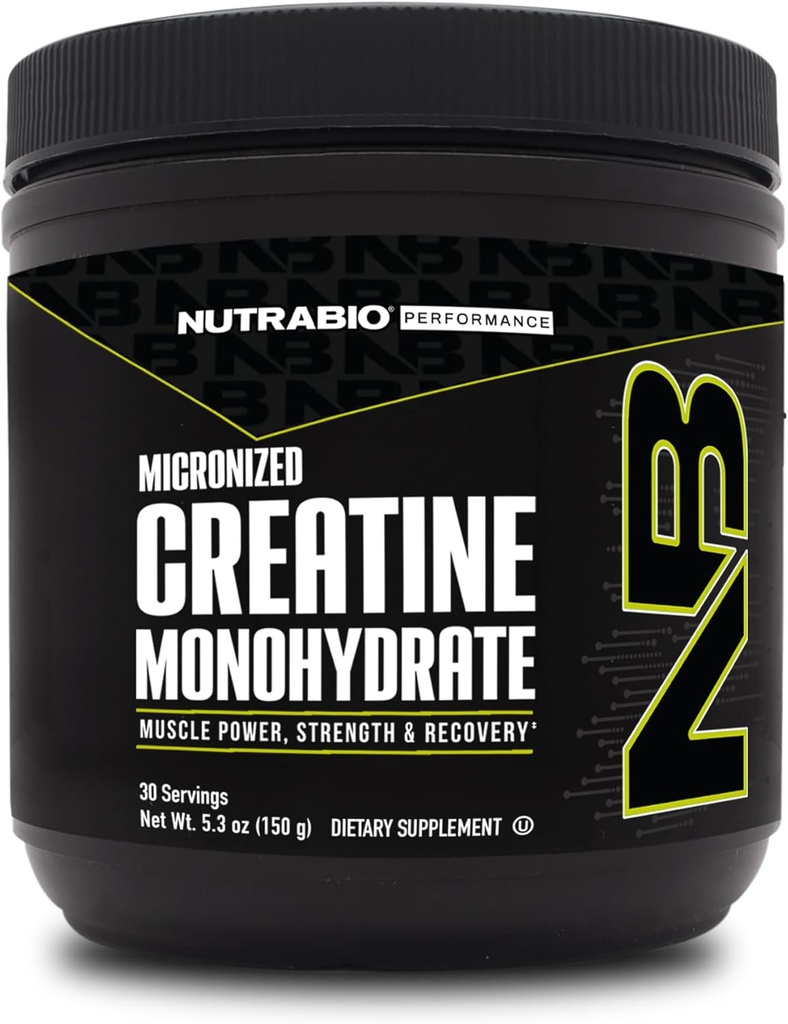 NutraBio Pure Micronized Creatine Monohydrate Powder Supplement, Unflavored, (150 g) - Supports Bulk Muscle Energy, Recovery, and Strength - HPLC Tested Creatine Powder Suplemento para Hombres y Mujeres
