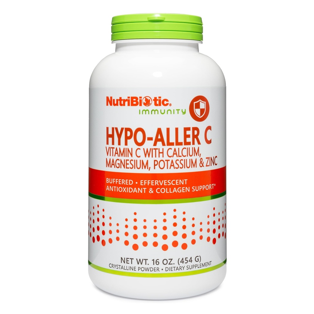 NutriBiotic - Hipo-Aler C Powder Vitamina C & Minerales, 16 Oz  1300 Mg Vitamina C for Antioxidant &amp; Collagen Support ← Buffered with Calcium, Magnesium, Zinc &amp; Potassium ← Gluten &amp; GMO Free