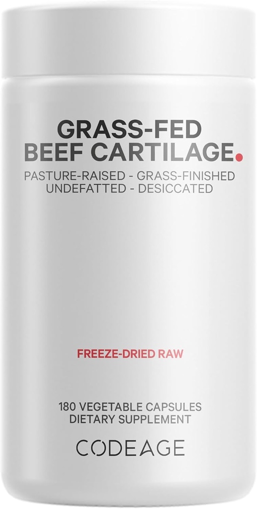 Suplemento de cartílago Fed Beef - Freeze Dried, Non-Defatted, Desiccated Beef Tracheal Bovine Cartilage " Liver Pills - Pasture Raised Argentina Beef Vitamins - Non-GMO -180 cápsulas