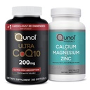 Cunol CoQ10 200mg Softgels, Ultra Alta Absorción Coenzima Q10 Suplementos - 2 Mes Fuente - 60 Conde Magnesio 3 en 1 Tablas con Calcio, Magnesio & Zinc, 270 Conde