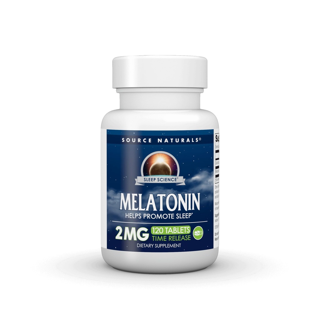 Fuente Naturals Melatonina, Ayuda a promover el sueño* - 2 mg - 120 Tablas de liberación del tiempo