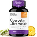 Quercetina con Bromelain Vegetariano Suplemento Capsules Silencio 120 Conde (1000mg Por Serving 2400 GDU/g) Apoyos Saludable Sistema de Inmunes, Ayudas Con Alergía Estacional TEN Alta Aborción Antioxidante