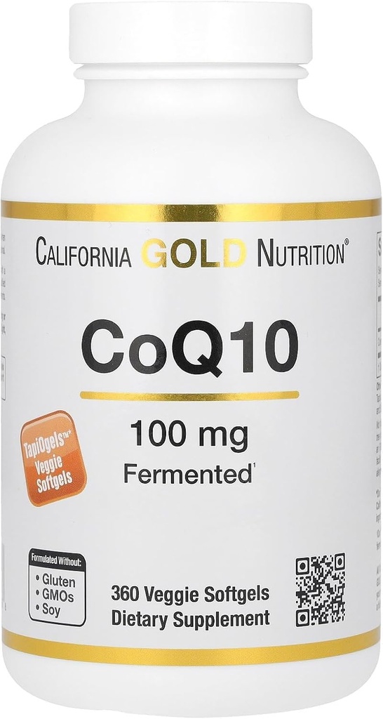 California Gold Nutrition CoQ10 100 mg, Coenzyme Q10 Ubiquinone USP, Supports Mitocondrial Function*, 360 Veggie Softgels