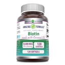 Amazing Formulas Biotin with Extra Virgin Orgánica Coconut Oil Supplement TEN 10000 Mcg TEN 120 Softgels Silencio No-GMO TEN Gluten-Free TEN Made in USA