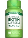La verdad de la naturaleza Biotin 10,000mcg ← Rapid Release Softgels Silencioso 100 Cuenta Silencioso No GMO &amp; Gluten Suplemento gratuito