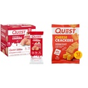 Quest Nutrition Frosted Cookies Twin Pack, Pastel de Fresa, 1g Sugar, 10g Protein, 2g Net Carbs & Cheese Crackers, Cheddar Blast, High Protein, Low Carb, Made with Real Cheese, 12 Ct