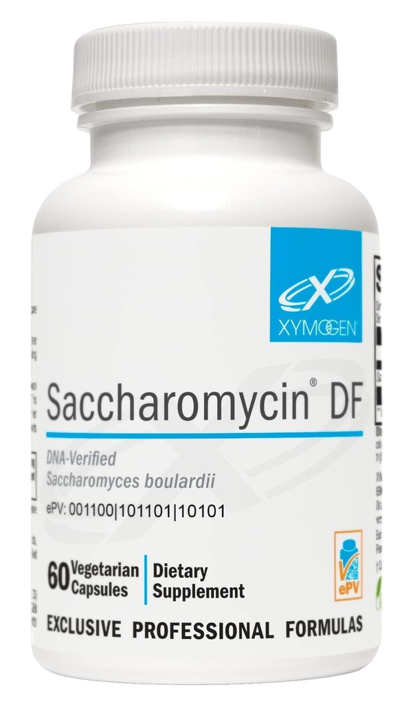 XYMOGEN Saccharomycin 10B - Stomach Acid-Resistant, DNA-Verified Saccharomyces boulardii - Dairy Free Yeast Probiotics for Gut Support & Immune Health - Exly Saccharomycin DF (60 Capsules)