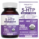 Organic 5-HTP - 200 mg tención 99% 5HTP Concentración, Plus Cofactor Vitamina B6 &amp; Lion’s Mane ¦ Agua Extraída de la Griffonia Orgánica Semillas ← Soporta Mood, Cognition &amp; Sleep (60 Capsules TEN 30 Servings)