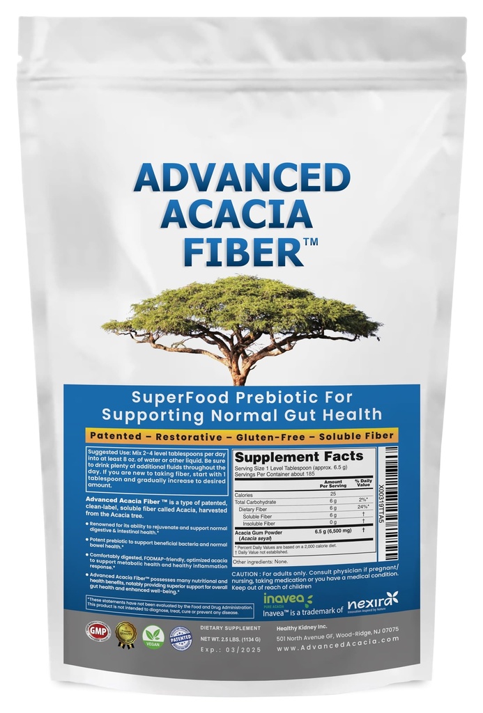 Acacia avanzada Fiber Powder 2.5 Ibs (40oz) Orgánica Soluble Fiber Leaky Gut Reparación Polvo. Suplemento natural Prebiótico para la reparación de Gut