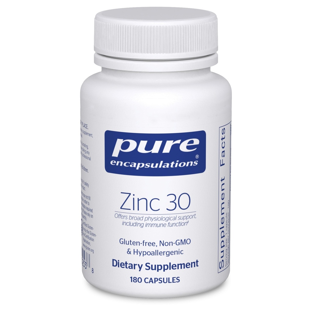 Pure Encapsulations Zinc 30 mg - Suplemento para Immune System Support, Growth and Development, and Wound Healing* - con Zinc Picolinate 30 mg - 180 cápsulas