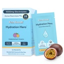 Siente los bienes Hidratación Héroe, 1000 mg Electrolitos Polvo, Sugar Gratis, Magnesio, Aloe Ecológico Vera, L Theanine, Vitamina C & B12, Keto, Vegan, Packets Electrolíticos, Pulsera de Frutas de Pasión, 15 Conde