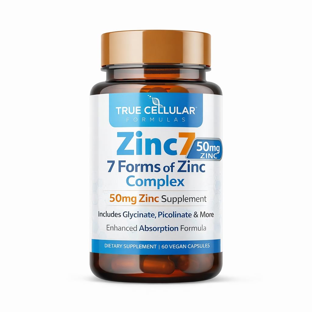 Zinc7: 7-in-1 Complejo de Zinc 50mg - Absorción Máxima para la Defensa Inmunitaria, sueño profundo " energía de todo el día bajo equilibrio hormonal, enfoque mental " metabolismo Soporte Ø 60 cápsulas Vegan