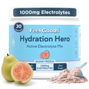 Siente los bienes Hidratación Hero, 1000 mg Electrolitos Polvo, Sugar Gratis, Magnesio, Aloe Ecológico Vera, Aloe Orgánico, L Theanine, Vitamina C & B12, Non GMO, Keto, Vegan viv Guava Fresca, 30 Servings