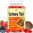 Turquía Tail Mushroom, Turquía Tail (100% Fruiting Body, 40% Beta Glucans) añadir Black Pepper, Mushroom Gummies for Gut, Energy, Brain & Immune Support, Mixed Berries Flavor  Vegan, Non-GMO, 60ct