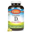 Carlson - Vitamina D3 5000 UI (125 mcg), Bone Health, Muscle Health, Cholecalciferol, Vitamina D Suplementos, Vitamina D3 Soft Gels, 360 Softgels