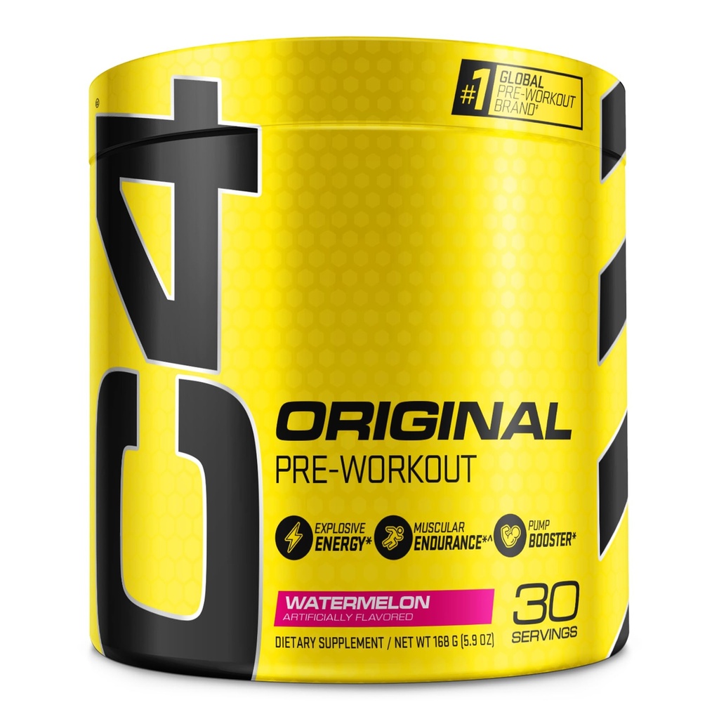 C4 Original Pre Workout Powder Watermelon Sugar Free Preworkout Energy Supplement for Men &amp; Women 150mg Caffeine + Beta Alanine + Creatine 30 Servings
