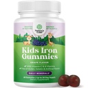 Gummies de Hierro Infantil - Suplementos de Hierro Constructor de Sangre para Niños con Gentilidad para Inmunidad más Fuerte & Energía - Vitamina B12, Folate &amp; Vitamina C Gummies - GMO Vegan &amp; Gluten Gratis para Toddlers - 60 Condes