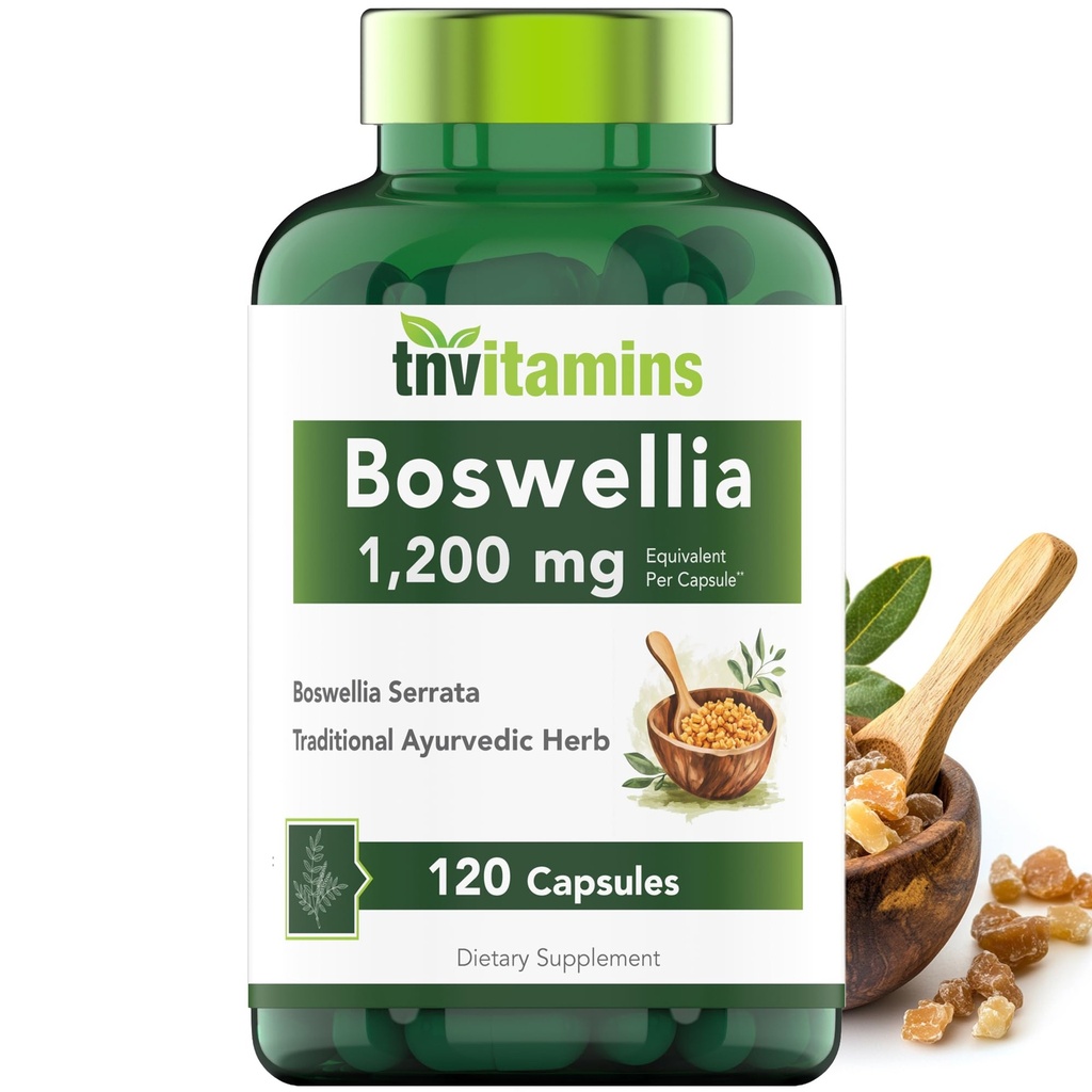 tnvitamins Boswellia Extract Capsules, 120 Count tención 1,200 mg Per Capsule tención 65% Boswellic Acids + 10:1 Concentrated Extract ← Boswellia Serrata  Joint &amp; Mobility Support*
