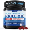 Aceite de Krill Antártico 1200 mg Omega 3 Suplemento, Omega 3 Krill Oil Softgels w/EPA, DHA, Astaxanthin " Phospholipids for Brain " Antioxidant, Fuente sostenible, No Fishy Aftertaste, 120 Softgels