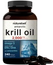 NatureBell Antártico Krill Oil 2000mg Suplemento, 240 Softgels, 3X Strength Fuente Natural de Omega-3, EPA 240mg + DHA 160mg + Astaxanthin 800mcg – No Fishy Aftertaste – Mercurio Libre &amp; No GMO