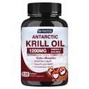 Krill Oil 1200mg, Antártico Krill Oil Omega 3 Suplemento con EPA, DHA,Astaxanthin " Phospholipids for Heart " Brain " Joint Health, No Fishy Aftertaste,120 Softgels (60 Servings)
