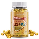 D3 K2 Vitamina 10000 UI w/ Virgen Coconut MCT Petróleo - 200 mcg MK7 Vitamina K2, No GMO para la absorción definitiva - Hueso, Inmune &amp; Heart Health - Easy to Swallow D & K Suplemento - 250 Softgels