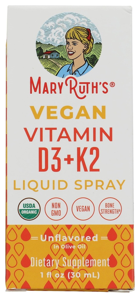 La vitamina orgánica de Mary Ruth D3 Plus K2 Spray, 1 FZ