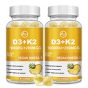 M pulgada Vitamina D3 K2 Gummies, Vitamina D3 10000IU, K2 (MK-7) 200mcg, 6-in-1 Vitamina D3 con K2 Suplemento con Omega-3 para Mujeres y Hombres - Huesos, Dientes &amp; Apoyo Inmunitario, Azúcar Gratis, 2 Pack
