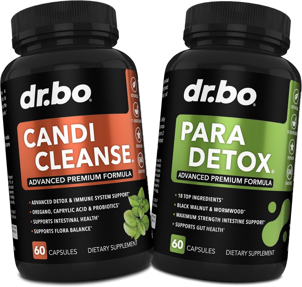 Candi Cleanse & Intestine Píldoras de apoyo Detox - Limpiador Probiótico de Fuerza Extra con Soporte Intestinal Flora Gut - Oral Natural Oral Herbal Oregano, Ácido Caprílico, Wormwood & Black Walnut