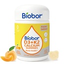 Biobor Vitamina D3 K2 Gummies con Calcio, 2000 UI D3 &amp; 200 mcg K2(MK-7) & 200 mg Calcio, No Sugar Añadido, soporta los huesos saludables &amp; Immune Health, Gluten Free, GMO Free, Yellow Peach, 60 Condes